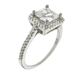 Sterling Silver 6mm Princess-Cut Engagement Ring