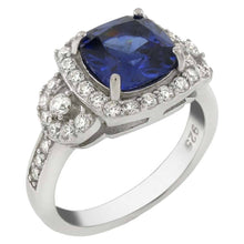 Load image into Gallery viewer, Sterling Silver Simulated Tanzanite and CZ Cocktail Ring