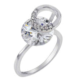 Sterling Silver Round Solitaire Ring With CZ StonesAnd Diameter 9mm