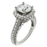 Sterling Silver 8mm Round Cubic Zirconia Vintage Style Engagement Ring