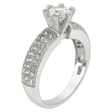 Sterling Silver 6 prongs 5.5mm Round Cubic Zirconia Engagement Ring