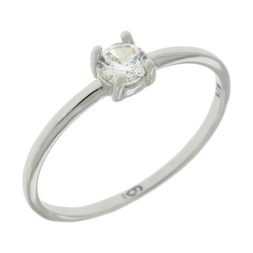 Sterling Silver 3.5mm Round CZ Solitaire Ring