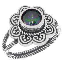 Load image into Gallery viewer, Sterling Silver 7mm Round Mystic Topaz Oxidized Ring