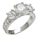 Sterling Silver Three Stone Round Cut CZ Engagement Ring
