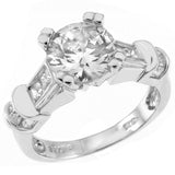 Sterling Silver Round Cubic Zirconia Engagement Ring