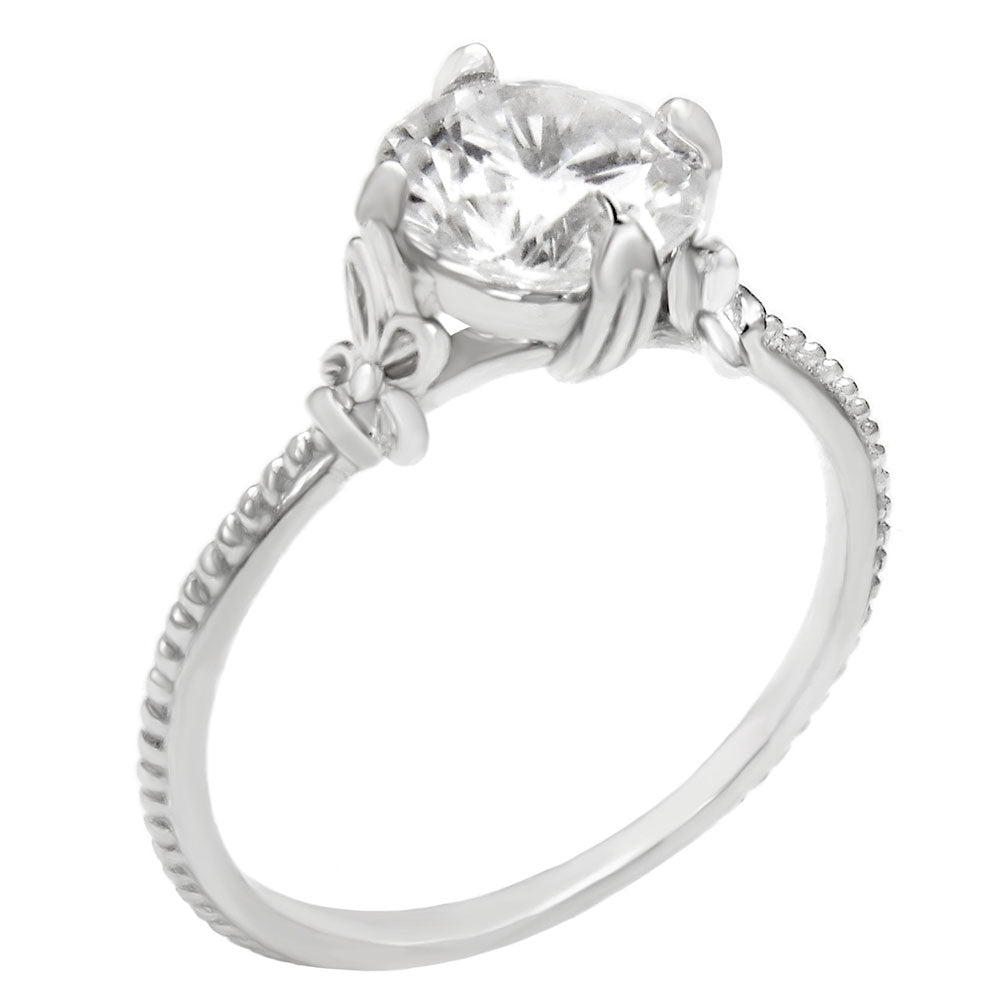 Sterling Silver Round CZ Solitaire engagement Ring Width-8mm