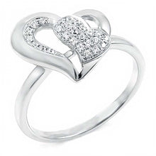 Load image into Gallery viewer, Sterling Silver Stylish Pave Round Cz Open Heart Ring with Ring Width of 15MM