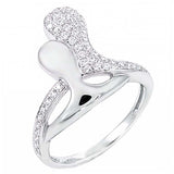 Sterling Silver Fancy Pave Grade AAA Round Cz Double Droplet Shape Ring with Ring Width of 17MM