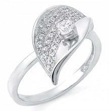 Load image into Gallery viewer, Sterling Silver Fancy Pave Grade AAA Round Cz Leaf Shape Ring with Ring Width of 11MM