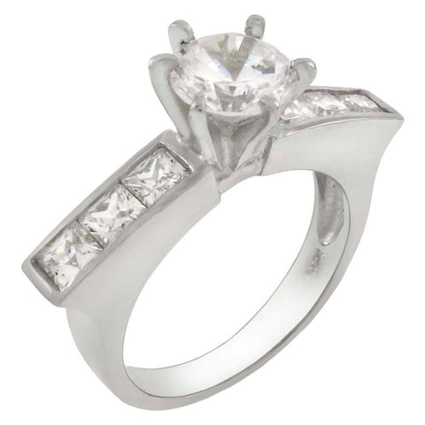 Sterling Silver 6.5mm Center-Princess CZ Ring