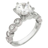 Sterling Silver Round 7.5mm CZ Bezel Setting Engagement Ring