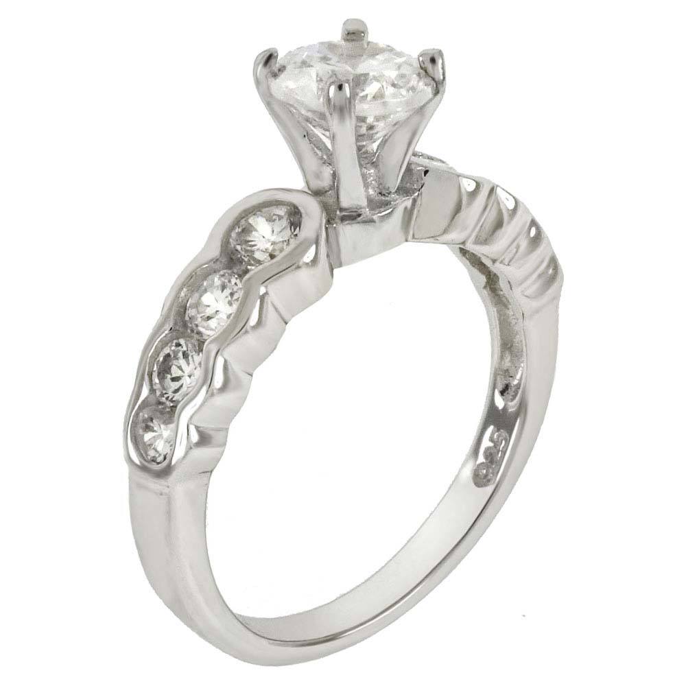 Sterling Silver 6mm Round Cubic Zirconia Engagement Ring