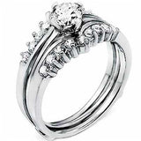 Sterling Silver Round Cz Engagement Ring Set with a Prong Set Cz in the Center