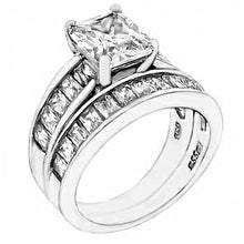 Load image into Gallery viewer, Sterling Silver Baguette Cz Ring Set with a 7MMx10MM Rectangle Cz