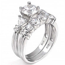 Load image into Gallery viewer, Sterling Silver Cz Wedding Ring Set with a Prong Set Round Cut Cz in the Center
