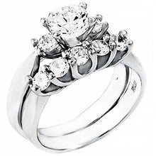 Load image into Gallery viewer, Sterling Silver Prong Set Cz Wedding Ring Set with Ring Width of 6MM