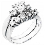 Sterling Silver Prong Set Cz Wedding Ring Set with Ring Width of 6MM