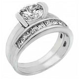 Sterling Silver Channel Set Cz Wedding Ring Set with an 8MM Cz in the CenterAnd Ring Width of 8MM
