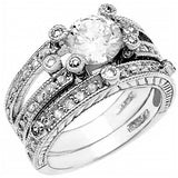 Sterling Silver Split Band Pave Set Cz Wedding Ring Set with a Prong Set Cz in the CenterAnd Ring Width of 9MM