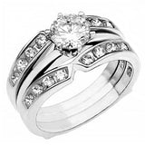 Sterling Silver Cz Ring Set with a Prong Set Round Cz in the Center