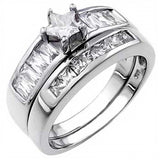Sterling Silver Baguette and Princess Cut Cz Ring Set with a 5MM Star Cut Cz in the CenterAnd Ring Width of 5MM