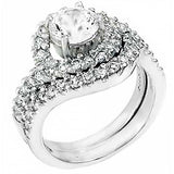 Sterling Silver Cz Ring Set with a 7MM Prong Set Round Cz in the CenterAnd Ring Width of 14MM
