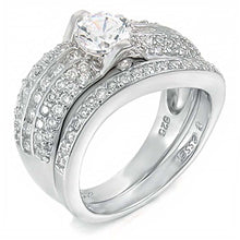Load image into Gallery viewer, Sterling Silver Pave Set Cz Ring Set with a 6MM Round Cz in the CenterAnd Ring Width of 10MM
