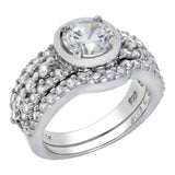 Sterling Silver Cz Round Ring Set with a 7MM Round Cz in the CenterAnd Ring Width of 7MM