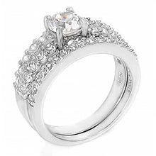 Load image into Gallery viewer, Sterling Silver Round Cz Ring Set with a Round Cut Cz in the CenterAnd Ring Width of 7MM