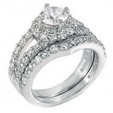 Sterling Silver Round Cz Ring Set with Round Cut Cz in the CenterAnd Ring Width of 9MM