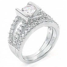 Load image into Gallery viewer, Sterling Silver Cz Ring Set with a 6MM Round Cut Cz in the CenterAnd Ring Width of 10MM