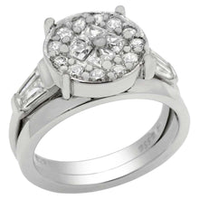 Load image into Gallery viewer, Sterling Silver Princess-Round-Trapezium Cz Ring Set with Ring Width of 11MM