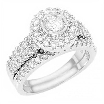 Sterling Silver Cz Ring Set with a 5MM Round Cz in the CenterAnd Ring Width of 12MM