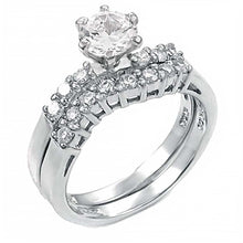 Load image into Gallery viewer, Sterling Silver Cz Ring Set with a 6MM Prong Set Round Cz in the CenterAnd Ring Width of 6MM