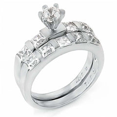 Sterling Silver 4MM Round CZ Ring SetAnd Width 6 mm