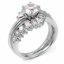 Load image into Gallery viewer, Sterling Silver Round and Trapezium Cz Ring Set with Ring Width of 12MM