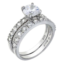 Load image into Gallery viewer, Sterling Silver Round Cz Engagement Ring Set with a 6MM Prong Set Round Cz in the CenterAnd Ring Width of 7MM