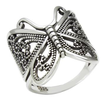 Sterling Silver Filigree Butterfly Oxidized Ring