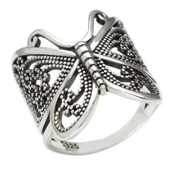 Sterling Silver Filigree Butterfly Oxidized Ring