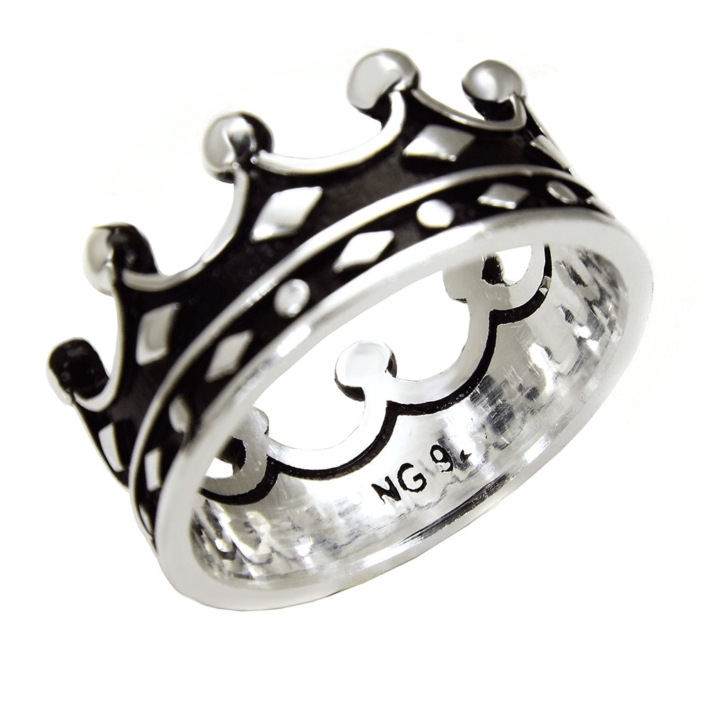 Sterling Silver Oxidized Crown Ring