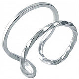 Sterling Silver Half Square and Half Twisted Tube Adjustable Size Ring with Ring Length of 11.5MM