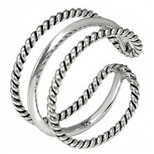 Load image into Gallery viewer, Sterling Silver Oxidized Rope Tube Adjustable Size Ring with Ring Width of 13MM