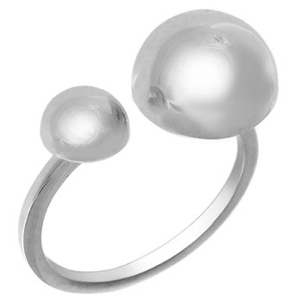 Sterling Silver Half Dome Adjustable Size Ring with Ring Length of 12MM