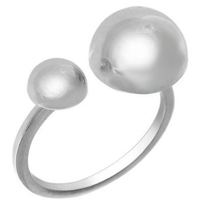 Sterling Silver Half Dome Adjustable Size Ring with Ring Length of 12MM
