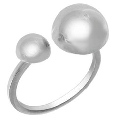 Sterling Silver Half Dome Adjustable Size Ring with Ring Length of 12MM