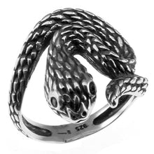 Load image into Gallery viewer, Sterling Silver Oxidized Snake Ring Width-15mm, Height-20mm