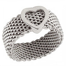 Load image into Gallery viewer, Sterling Silver Heart Mesh Ring