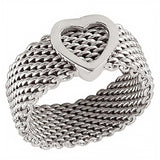 Sterling Silver Heart Mesh Ring