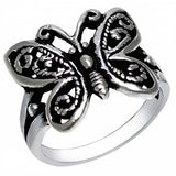 Sterling Silver Oxidized Fancy Butterfly Split Band Ring with Ring Width of 15MM