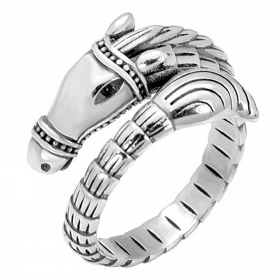 Sterling Silver Oxidized Horse Shaped Ring